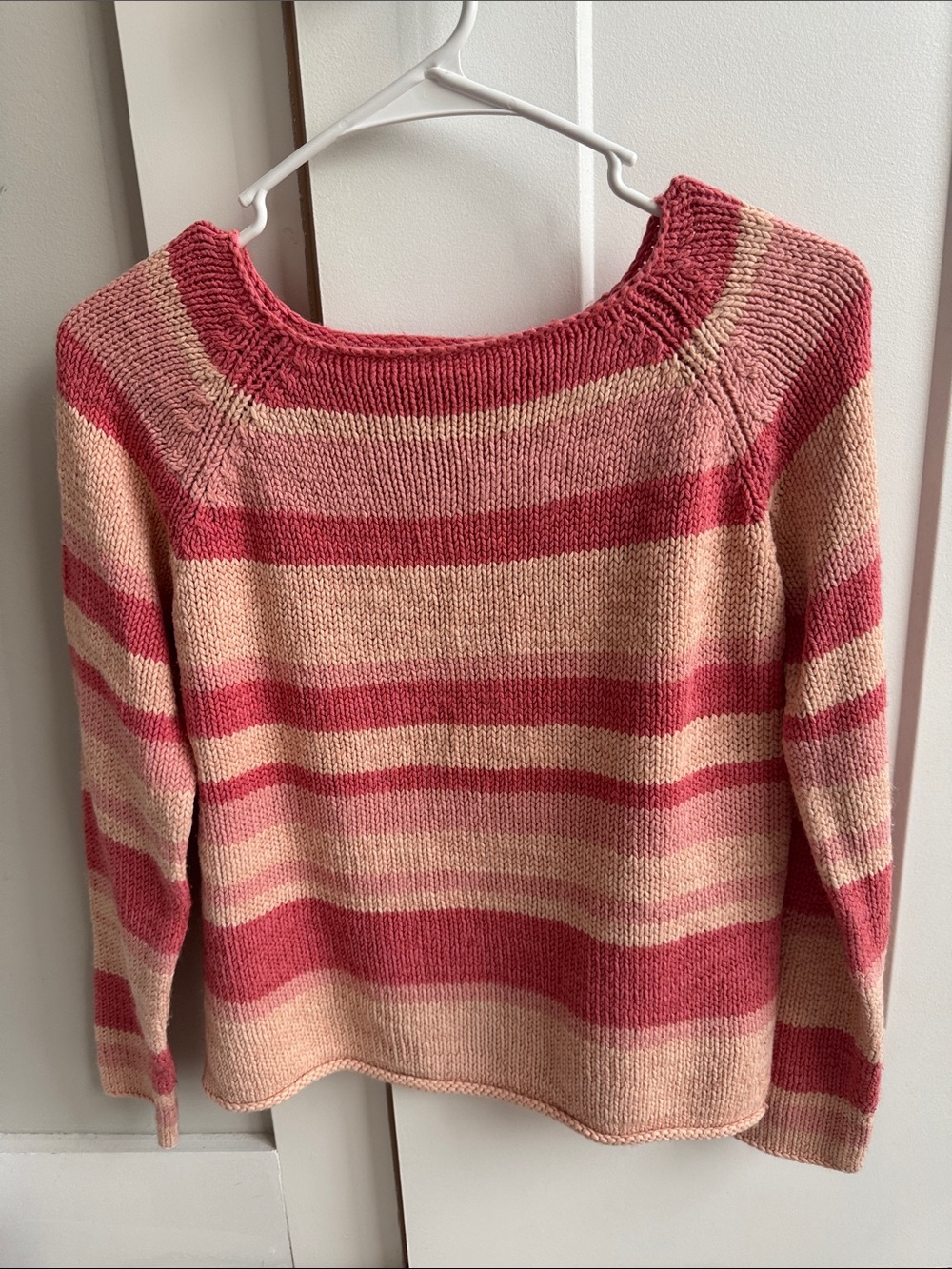Striped Pink & Cream Women's Knit Sweater